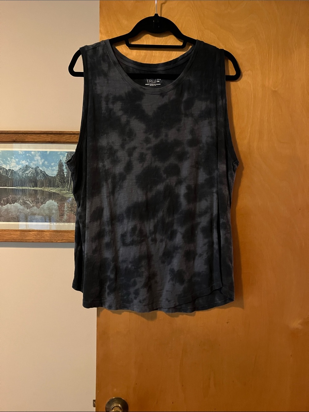 Time and Tru Women's Black Grey Tie-Dye Tank Too - size XXL (20)